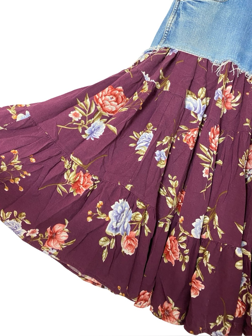 Wrangler Denim Jean Skirt Womens Size 8 - 10 Waist 29 - 30 Custom Midi Floral - Picture 5 of 11